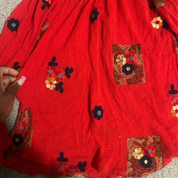 Floral Embroidered Red blouse/ Top - Picture 2 of 4